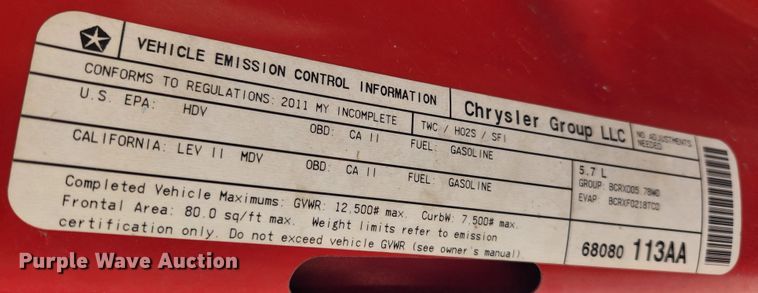 image for item KT9406 2011 Dodge Ram 3500HD  flatbed pickup truck