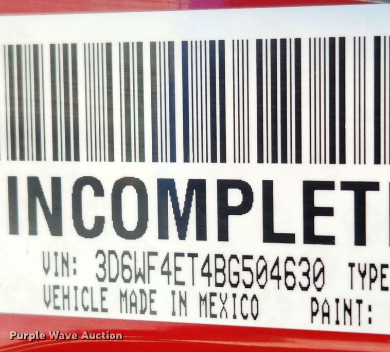 image for item KT9406 2011 Dodge Ram 3500HD  flatbed pickup truck