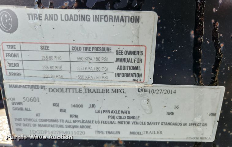 image for item KT9409 2015 Doolittle 8214HD  dump trailer