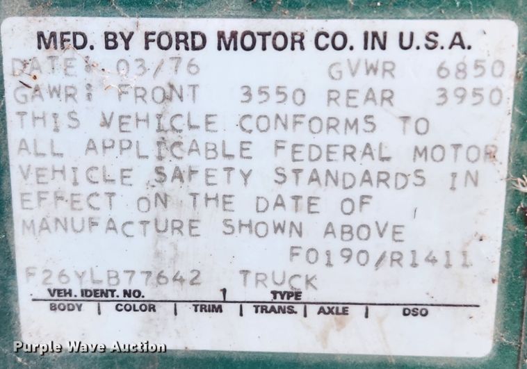 image for item KT9448 1976 Ford F250  pickup truck