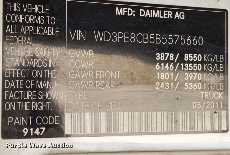 image for item KT9455 2011 Mercedes Benz Sprinter 2500  delivery van