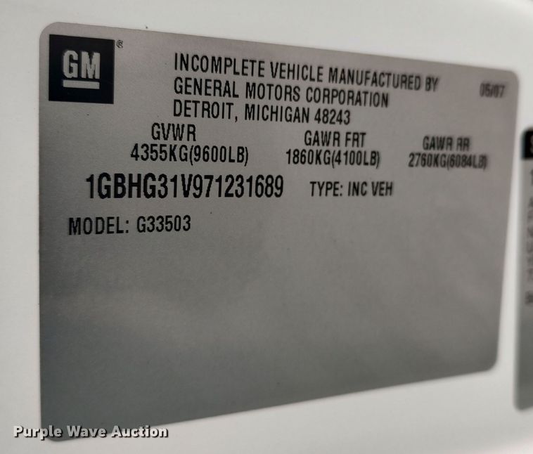 image for item LA9331 2007 Chevrolet Express 3500  school bus