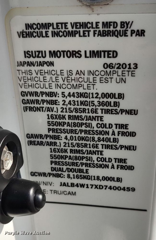 image for item LA9333 2013 Isuzu NPR  box truck