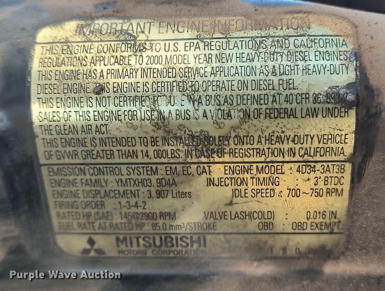 image for item LA9356 2000 Mitsubishi FUSO  box truck