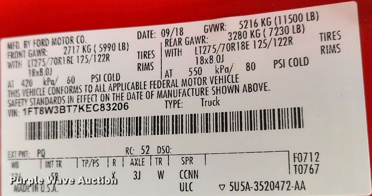 image for item LA9370 2019 Ford F350 Lariat Super Duty  Crew Cab pickup truck