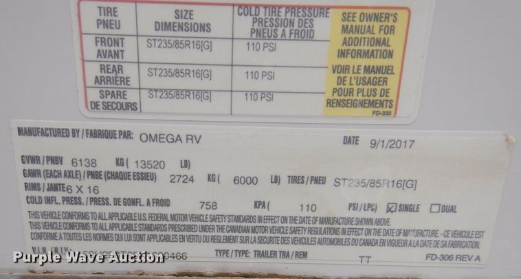 image for item LI9061 2019 Omega Weekend Warrior  toy hauler camper