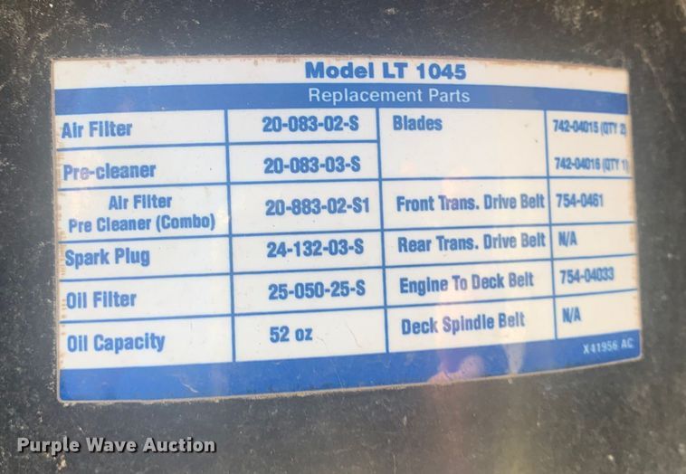 image for item LI9075 Cub Cadet LT1045  lawn mower