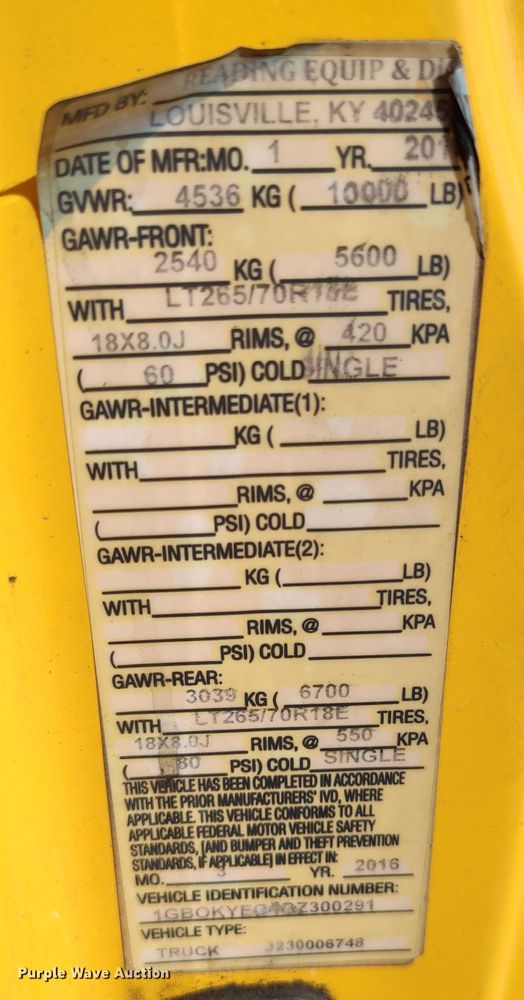 image for item LK9275 2016 Chevrolet Silverado 3500HD  utility bed pickup truck