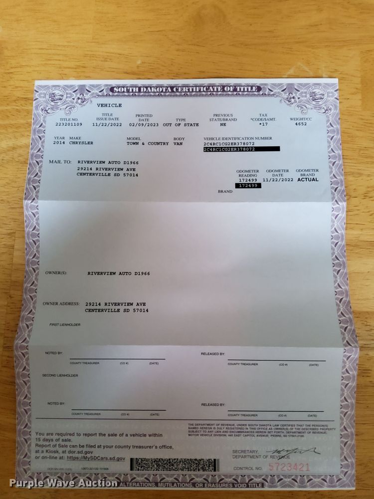 image for item LL9736 2014 Chrysler Town & Country  van