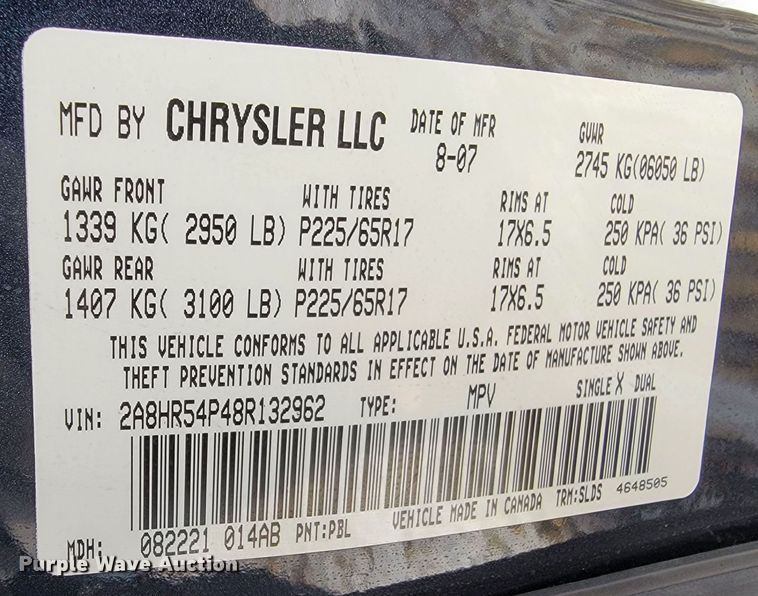 image for item LL9740 2008 Chrysler Town & Country  van