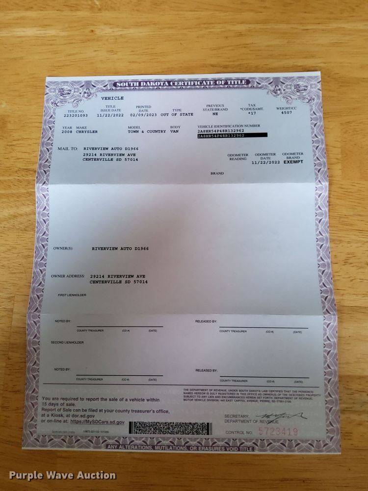 image for item LL9740 2008 Chrysler Town & Country  van