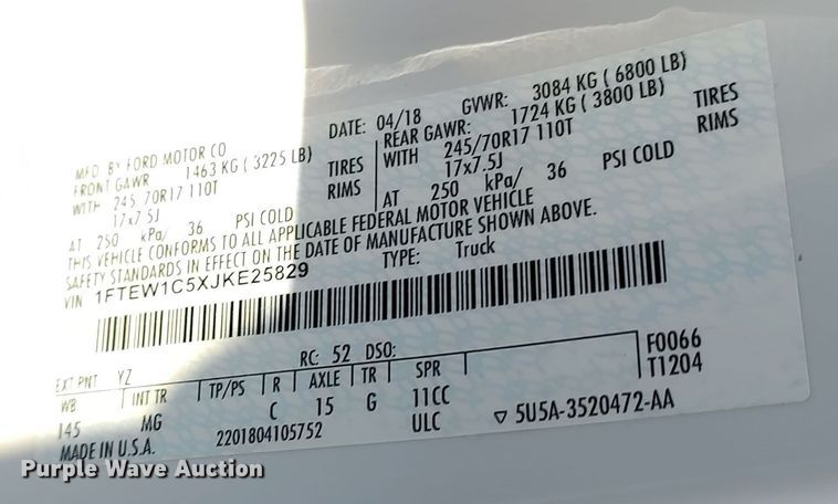 image for item LP9179 2018 Ford F150  SuperCrew pickup truck