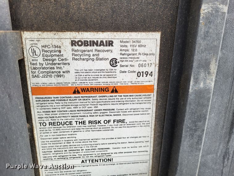image for item LR9150 (2) Robinair refrigerant recovery machines