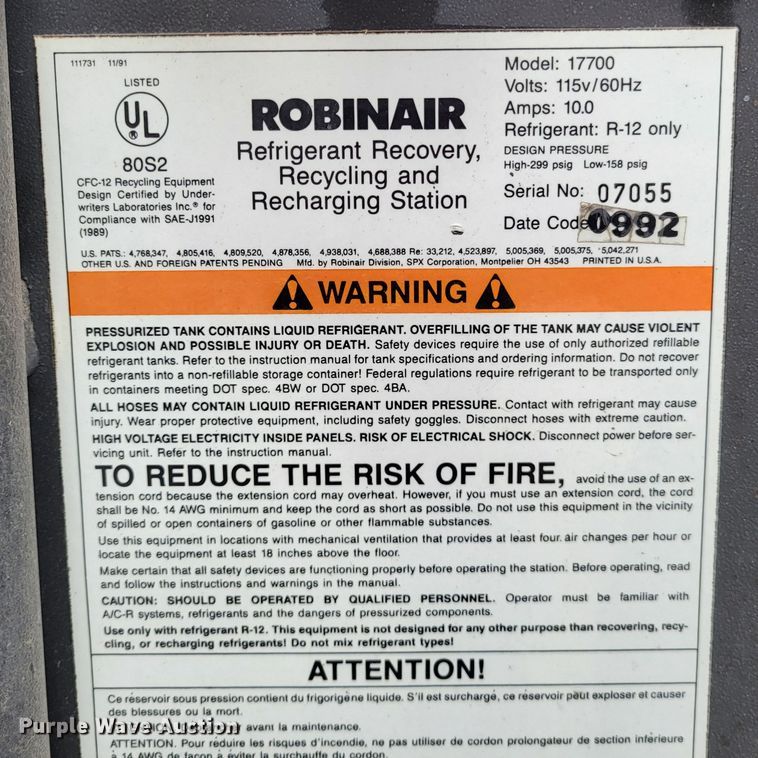 image for item LR9150 (2) Robinair refrigerant recovery machines