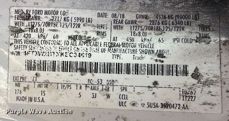 image for item LT9342 2019 Ford F250 Super Duty  Crew Cab pickup truck