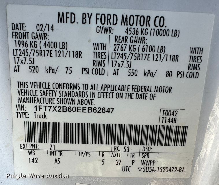 image for item LT9359 2014 Ford F250 Super Duty  SuperCab pickup truck