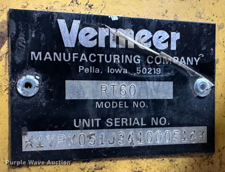 image for item LT9381 2004 Vermeer RT60  trencher