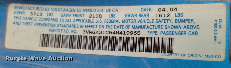 image for item LX9292 2004 Volkswagen New Beetle