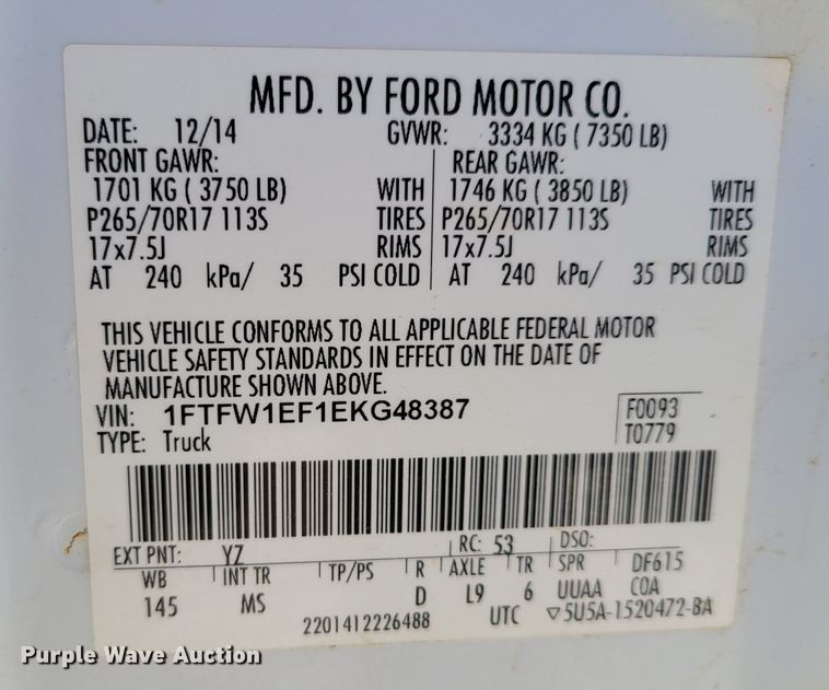 image for item LY9956 2014 Ford F150 XLT  SuperCrew pickup truck