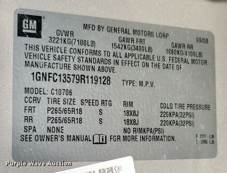 image for item LY9989 2009 Chevrolet Tahoe Hybrid 2 Mode  SUV