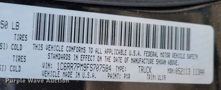 image for item LY9998 2015 Dodge Ram 1500 Limited  pickup truck