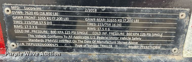 image for item MA9887 2018 Custom Heavy Haul 7T192THDBW  tilt deck equipment trailer