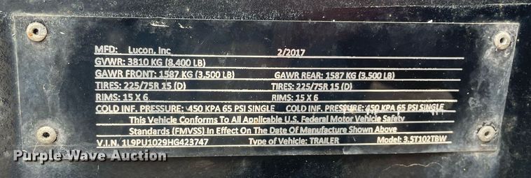 image for item MA9892 2017 Custom Heavy Haul 3.5T102TBW  tilt deck equipment trailer