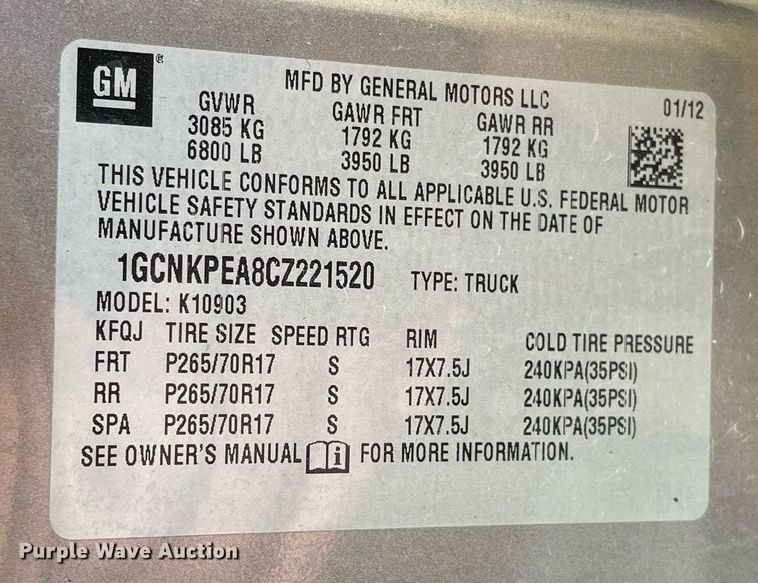 image for item MA9904 2012  Chevrolet Silverado 1500  pickup truck
