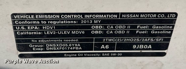 image for item MA9908 2013 Nissan NV3500HD  van