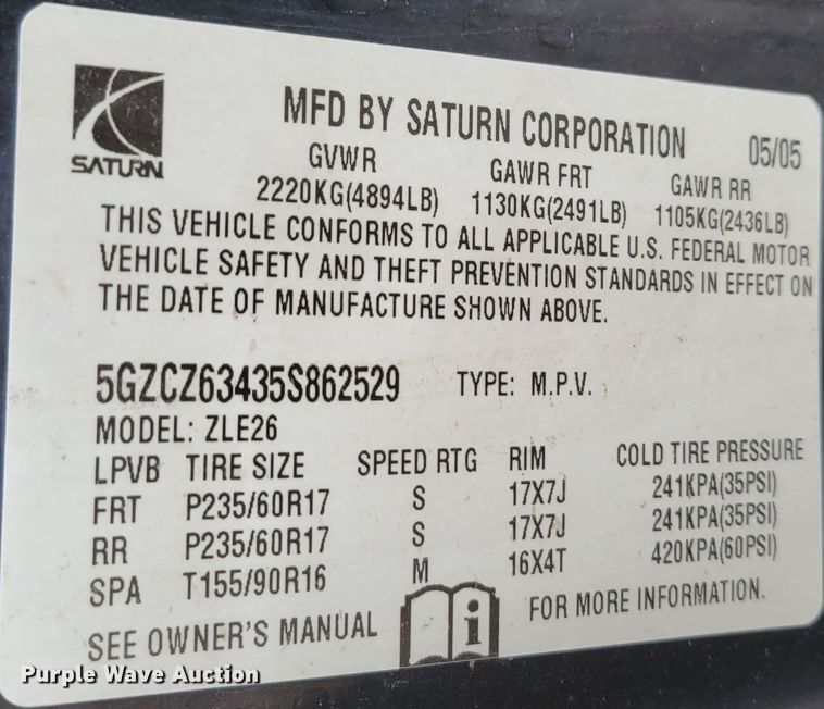 image for item MC9542 2005 Saturn Vue  SUV