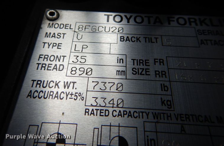 image for item MC9787 Toyota 8FGCU20  forklift