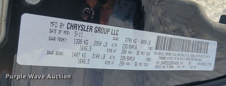 image for item ME9689 2011 Chrysler Town & Country  van