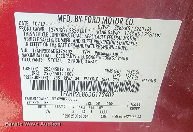 image for item ME9693 2013 Ford Taurus SEL