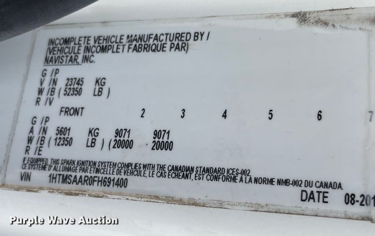 image for item MI9633 2015 International 4400  flatbed truck