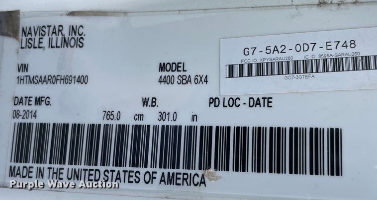 image for item MI9633 2015 International 4400  flatbed truck