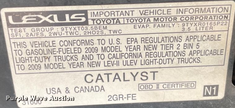 image for item MI9784 2009 Lexus RX350  SUV