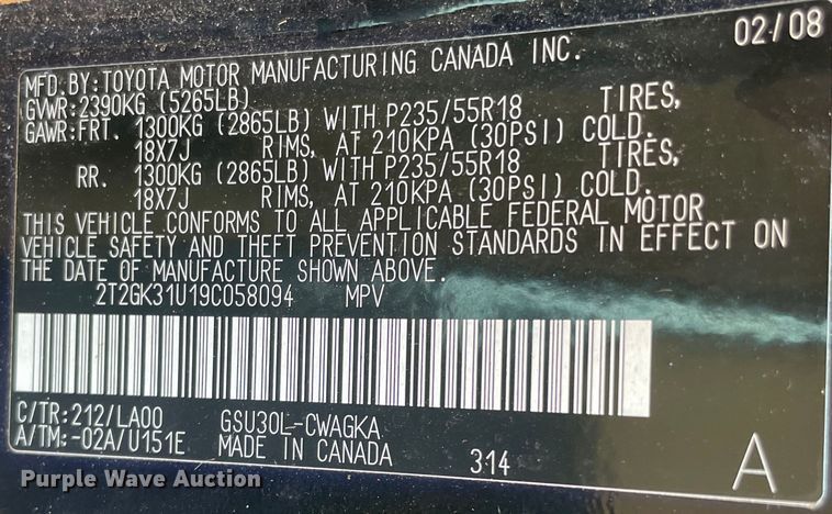 image for item MI9784 2009 Lexus RX350  SUV