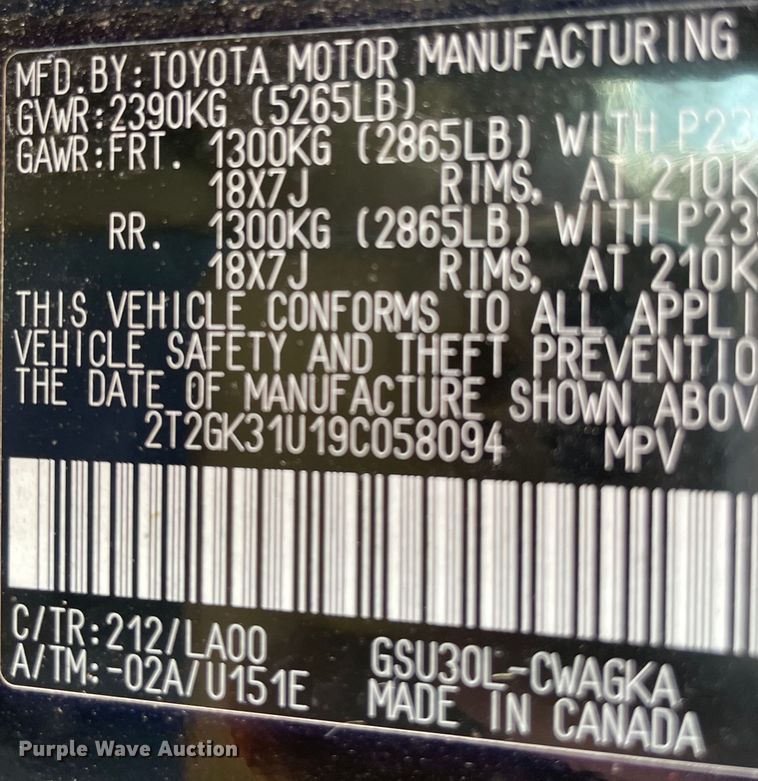 image for item MI9784 2009 Lexus RX350  SUV