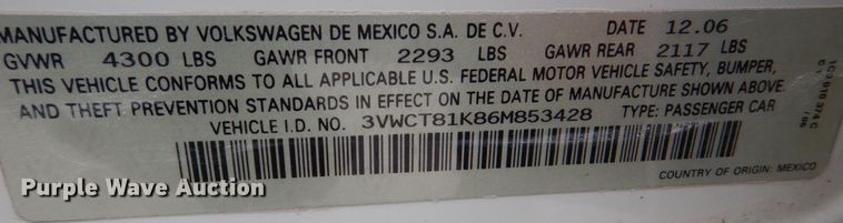 image for item MJ9984 2006 Volkswagen Jetta TDI