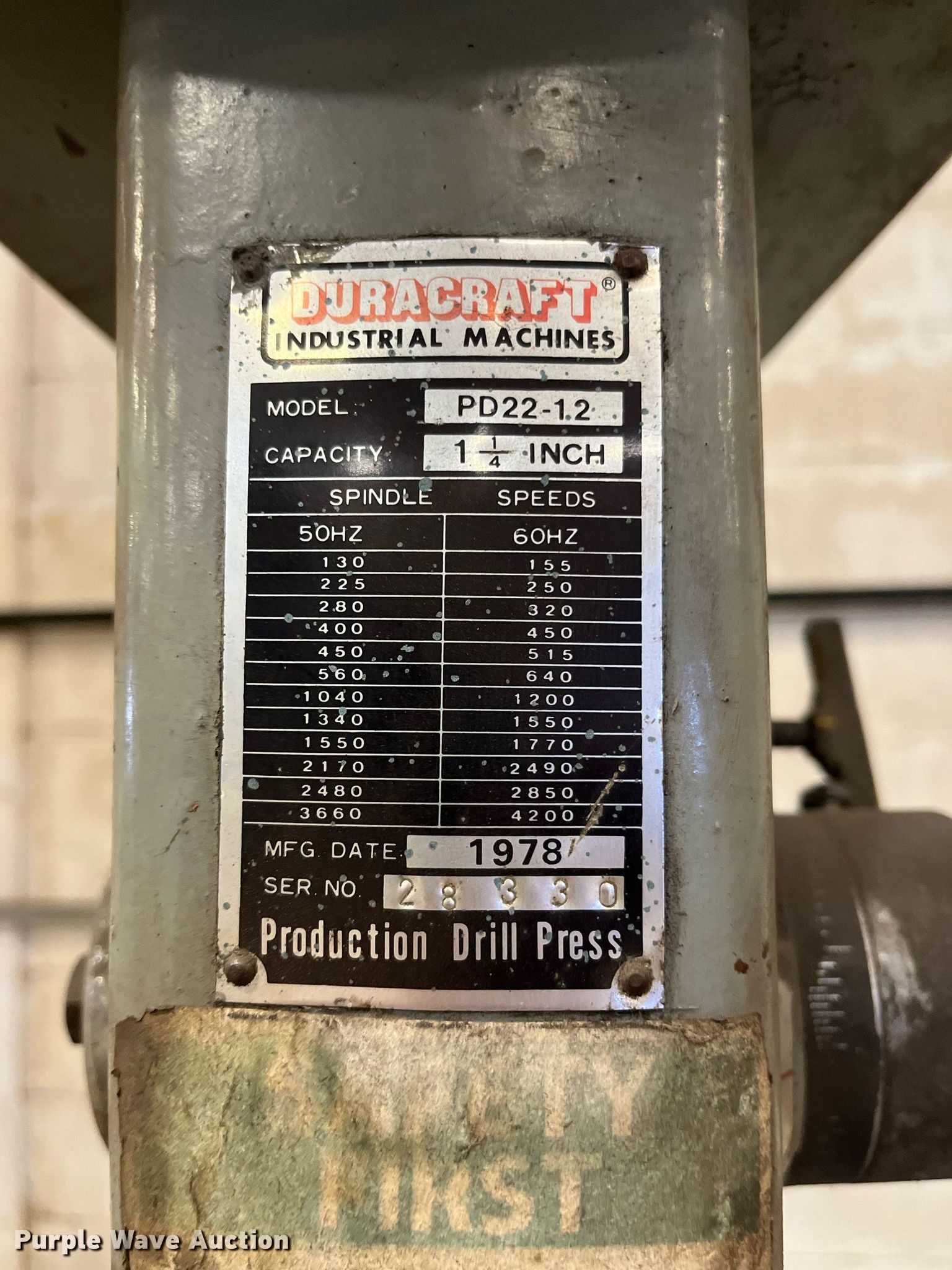 1978 Duracraft PD2212 drill press in Halstead, KS Item DQ3953 sold