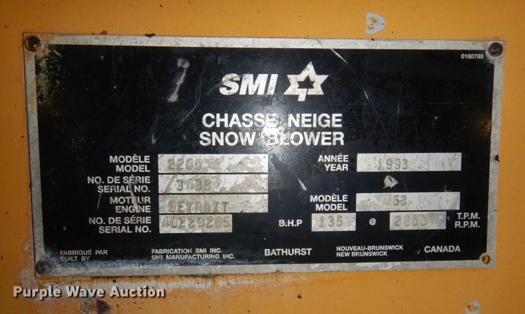 image for item AF9302 1993 SMI 2200  snow blower