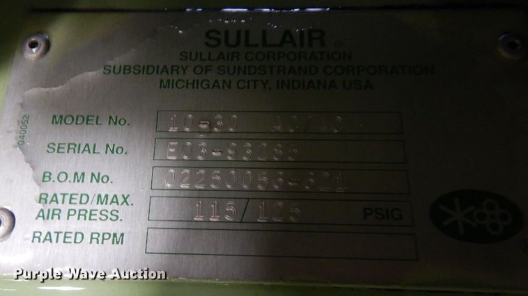 image for item AF9308 Sullair 10-30  air compressor