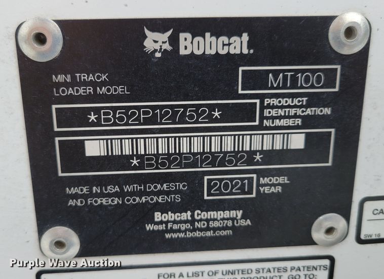 image for item DM8182 2021 Bobcat MT100  compact utility loader