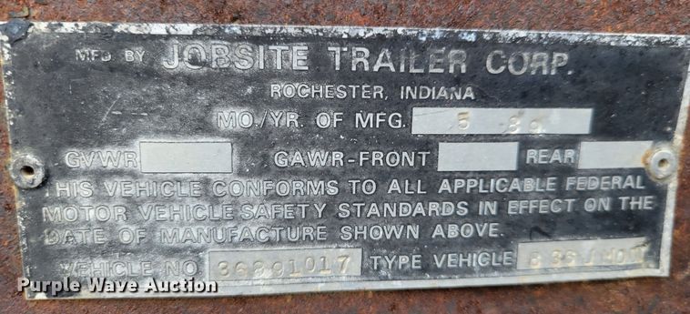 image for item DM8191 1989 Jobsite Trailer Corp.  jobsite trailer