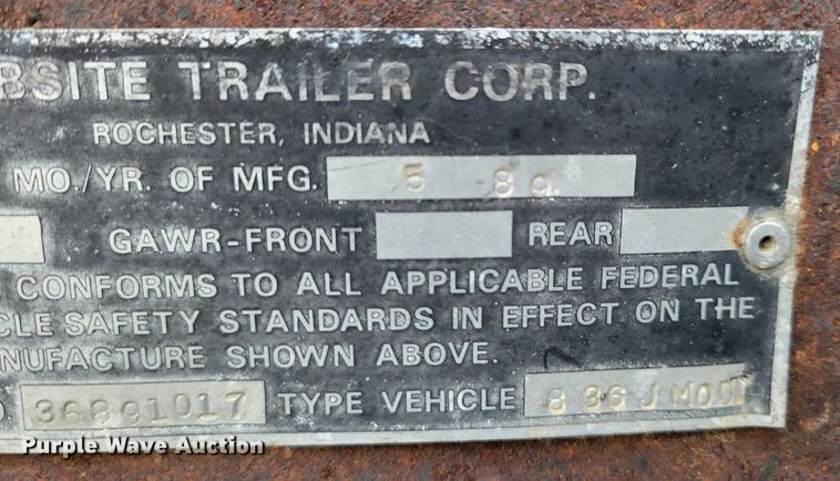 image for item DM8191 1989 Jobsite Trailer Corp.  jobsite trailer