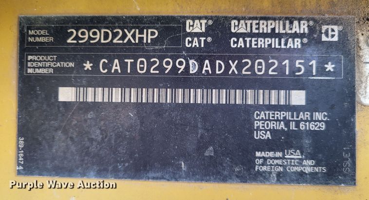 image for item DO3548 2017 Caterpillar 299D2 XHP  tracked skid steer loader