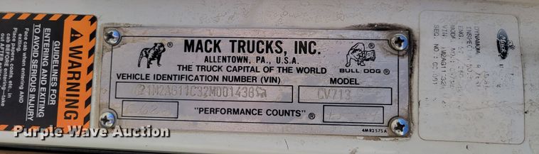 image for item DO4170 2002 Mack CV713 Granite  dump truck