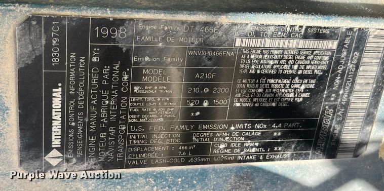 image for item DP0465 1999 International 4700  dump truck