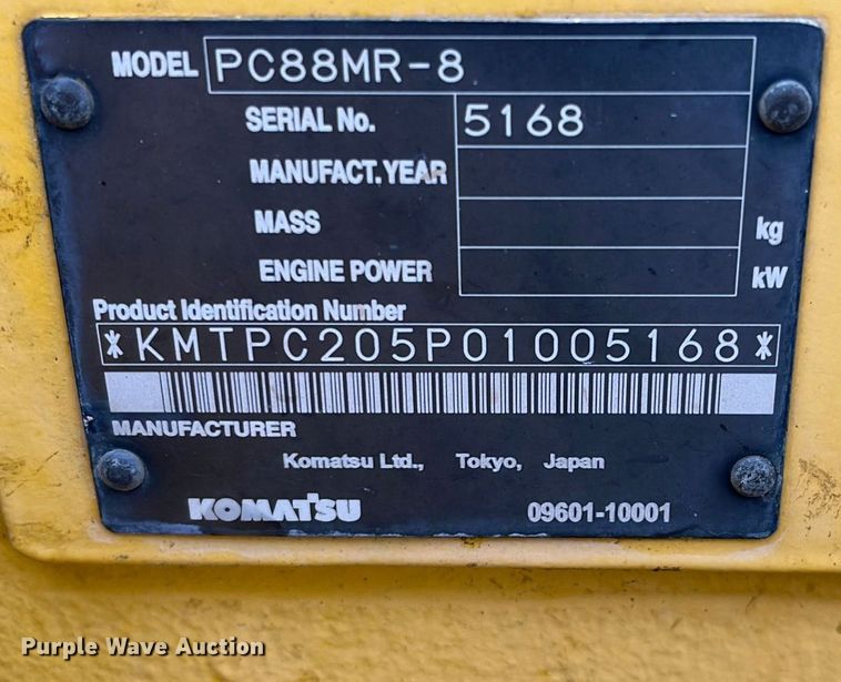 image for item DQ3981 2008 Komatsu PC88MR-8  mini excavator