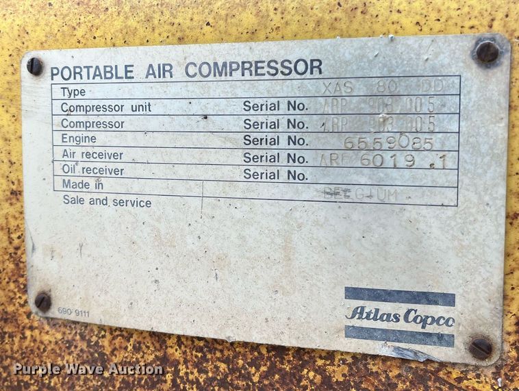 image for item DQ3984 Atlas Copco XAS 80  air compressor